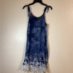Eco York Blue With Lace Trim & Embroidered Size Small